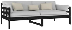 Sofá-cama 90x190 cm madeira de pinho maciça preto