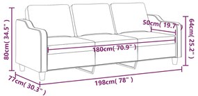 Sofá de 3 lugares 180 cm tecido cinza-escuro