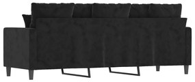 Sofá de 3 lugares 180 cm veludo preto