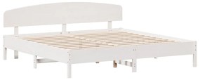 Cama sem colchão 200x200 cm madeira de pinho maciça branco
