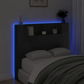 Armário de cabeceira com luzes LED 120x16,5x103,5 cm preto