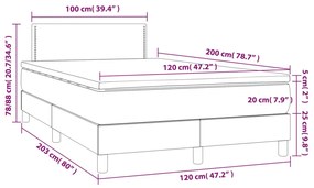 Cama box spring c/ colchão/LED 120x200 cm veludo rosa