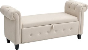 Banco com Arrumação – Bellagio – 146,5x49x74,5 cm – Bege – Tecido de L