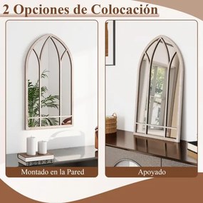 Espelho Painel 83x48cm Janela Estilo Fazenda Arqueado Parede Moldura Metálica Anti-explosão Cinza rústico