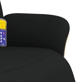Cadeira massagens reclinável com apoio de pés tecido preto