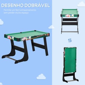 HOMCOM Mesa Multi Jogos para Crianças acima de 7 Anos Mesa de Jogos 6 em 1 Dobrável Bilhar Matraquilho Ping Pong Lançamento de Anéis Hóquei no Gelo e Air Hóquei 118x104x71cm Multicor