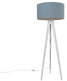 Candeeiro de pé tripé branco com cúpula azul claro 50 cm - Tripod Classic Moderno