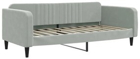 Sofá-cama com colchão 90x190 cm veludo cinzento-claro