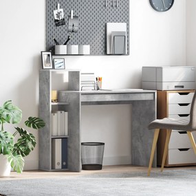vidaXL Escrivaninha Cinza betão Laminado efeito betão, madeira engenheirada