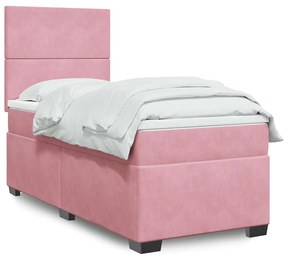 Cama com molas/colchão 90x190 cm veludo rosa