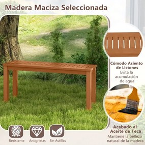Banco de madeira para jardim com assento de ripas 100 x 30 x 47 cm para a entrada do alpendre do jardim Castanho