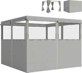 4 Paredes Laterais para Tenda (NÃO INCLUIDA) 3x3 m Laterais de Tenda com 8 Janelas Proteção UV 30+ Impermeável Cinzento Claro