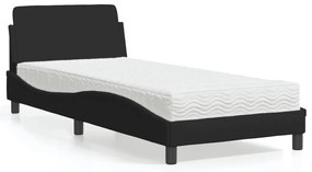 Cama com colchão 80x200 cm tecido preto