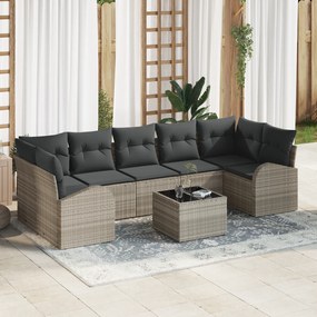 Conjunto de Sofá de Jardim vidaXL de 8 Peças com Almofadas Cinzento Cl