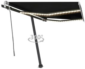 Toldo retrátil manual com LED 300x250 cm antracite