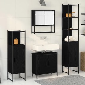 Conjunto de 4 Peças para Casa de Banho Carvalho Preto Madeira de Engen