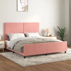 3125713 vidaXL Estrutura de cama c/ cabeceira 180x200 cm veludo rosa