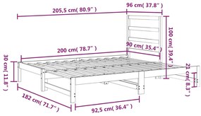 Sofá-cama de puxar 2x(90x200) cm pinho maciço branco
