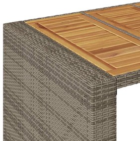 5 pcs conj. de bar jardim c/ almofadões vime PE/acácia cinzento