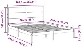 Cama extra longa sem colchão 160x210 cm madeira maciça