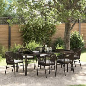 vidaXL Conjunto de Jantar de Jardim 7 Peças – Rattan Poliéster Marrom