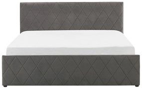 Cama com arrumação em veludo cinzento 160 x 200 cm ROCHEFORT Beliani