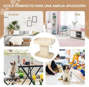 Arranhador para gatos pequenos Torre de actividades com suporte para peluches e poste de arranhar em sisal 59 x 39,5 x 50 cm Bege