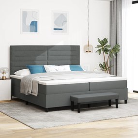 vidaXL Cama Box Spring com Colchão & Banco Cinza Escura 200x200 cm Tecido