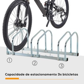 Estacionamento para 3 Bicicletas Suporte de Aço para Estacionar Bicicl