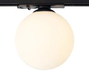 Plafon Moderno Preto com Vidro Branco para Sistema de Trilho Monofásico - Iconic Perle Moderno