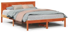 Estrutura de Cama de Madeira de Pinho Castanho Encerado