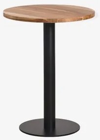 Mesa De Bar Redonda Em Madeira De Acácia Xiren Ø60 Cm & Madeira De Acácia - Preto - Sklum