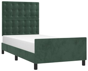 Estrutura de cama sem colchão 90x190 cm veludo verde-escuro