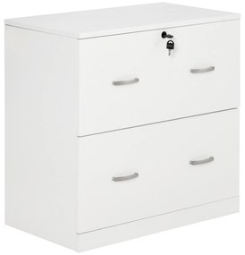 Vinsetto Armário com Gavetas para Escritório Armário de Arrumação de Escritório com Fechadura e 2 Chaves 74x42x72cm Branco