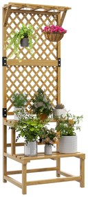 Suporte para Plantas de Madeira com Treliça Suporte para Vasos de 2 Ní
