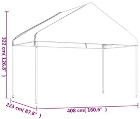 Gazebo com telhado 13,38x4,08x3,22 m polietileno branco