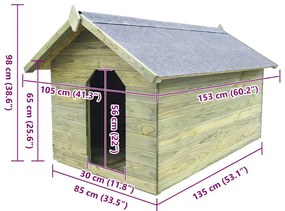 Casota para cão com telhado de abrir pinho impregnado