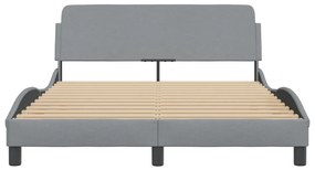 Estrutura de cama sem colchão 140x200 cm tecido cinzento-claro