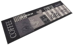 Tapete de cozinha lavável 60x180 cm veludo padrão café preto