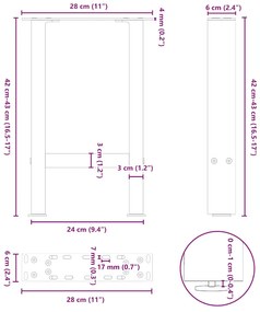 Pés para mesa de centro , brancos, 2 peças, 28x(42-43) cm, aço