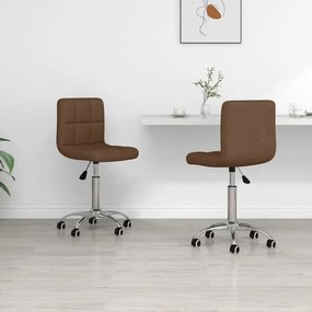 vidaXL Cadeiras de jantar giratórias 2 pcs tecido castanho