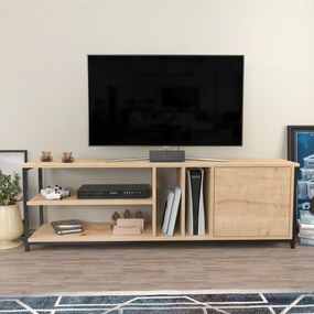 Suporte para TV Oneida – Preto e Carvalho – 140 cm x 35,3 cm x 50,8 cm