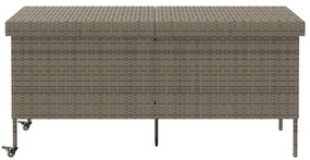 Caixa de arrumação com rodas 160x55x75 cm vime PE cinzento