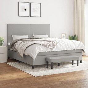 vidaXL Cama com molas/colchão 180x200 cm tecido cinzento-claro