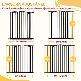 PawHut Barreira de Segurança para Cães Barreira com Largura Ajustável