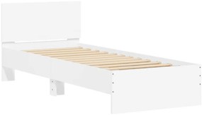 Estrutura de cama c/ cabeceira 90x190 cm deriv. madeira branco