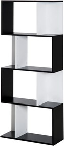 HOMCOM Estante de 5 níveis, móvel de arrumação em forma de S com prateleiras, estante para sala, quarto, escritório, 60 x 24 x 148 cm, preto, branco | Aosom Portugal