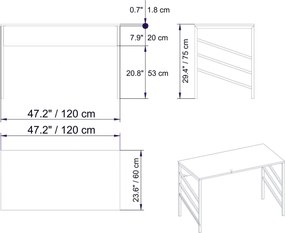 Secretária Tuna – Branco – 120 cm x 75 cm x 60 cm
