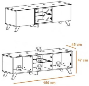 Móvel de TV Atenas de 150cm em Carvalho Wotan  - Design Nórdico