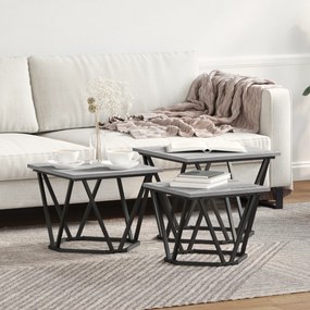 Mesas de Lado vidaXL 3 pcs Cinza Sonoma Madeira Engenharia